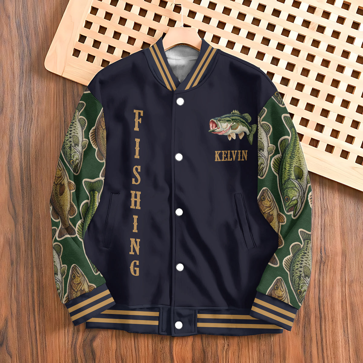 Liebe zum Angeln – Personalisierte Angel-Collegejacke