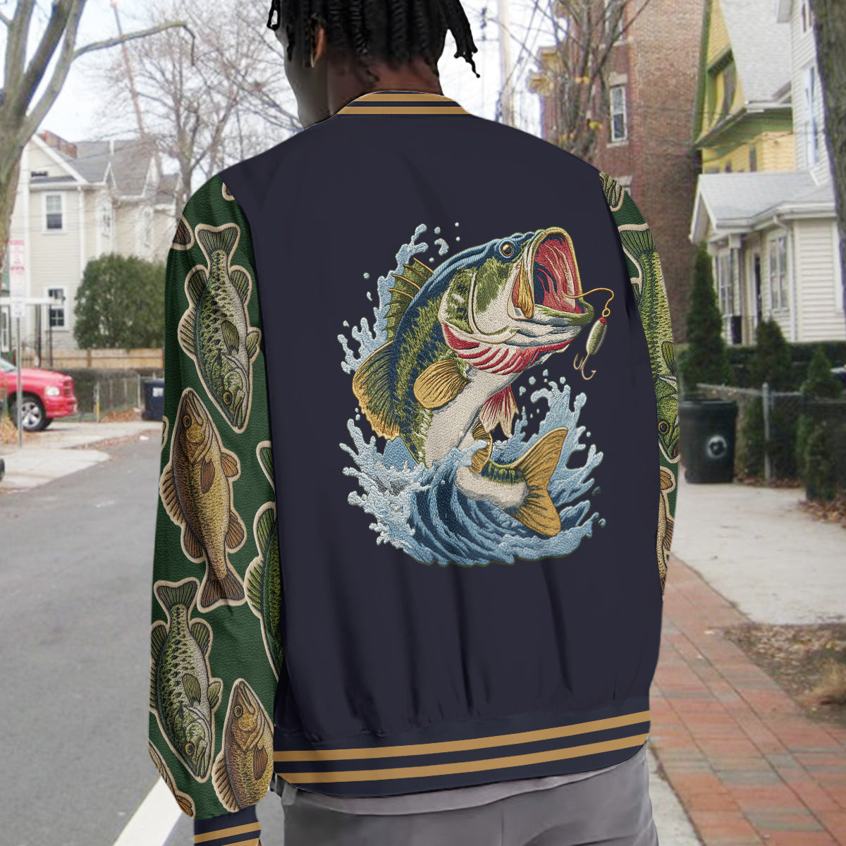 Liebe zum Angeln – Personalisierte Angel-Collegejacke