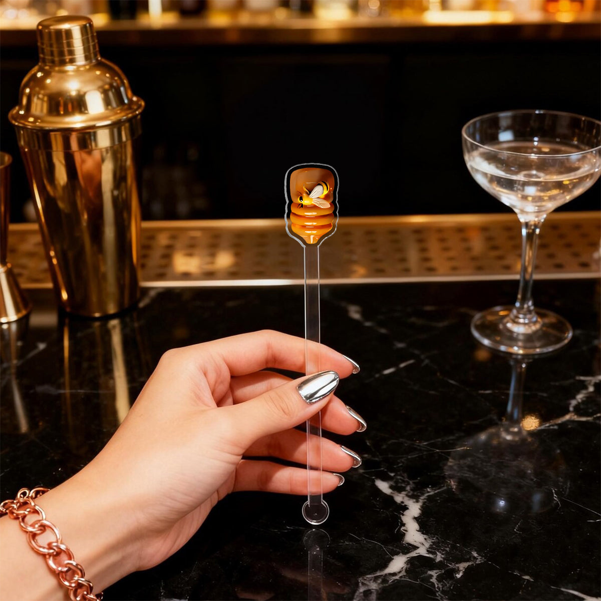 Let It Bee, Bee Flowers - Mug personnalisé avec agitateurs en acrylique