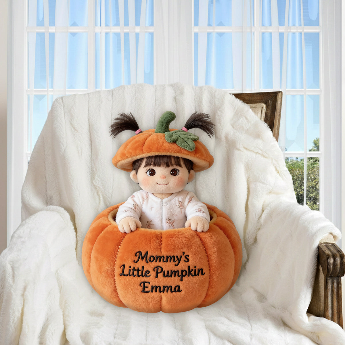 Little Pumpkin - Personalized Kid Premium Faux Fur Pillow