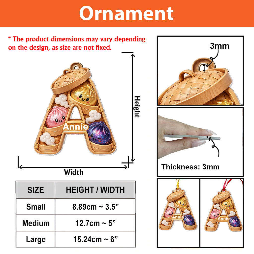 Cute & Fun Dumpling Alphabet For Kid - Personalized Kid Premium 3D Ornament