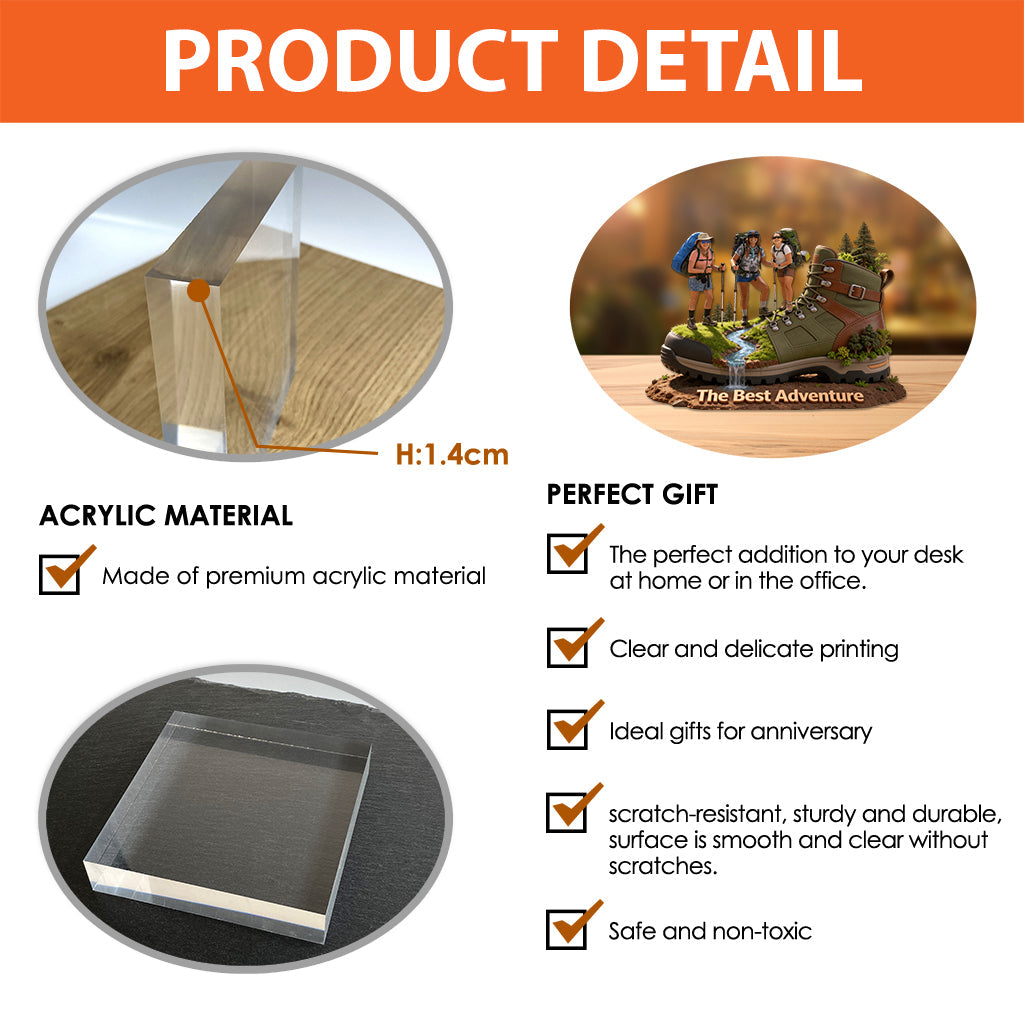 Love Hiking - Personalized Hiking Custom Shaped Acrylic Plaque