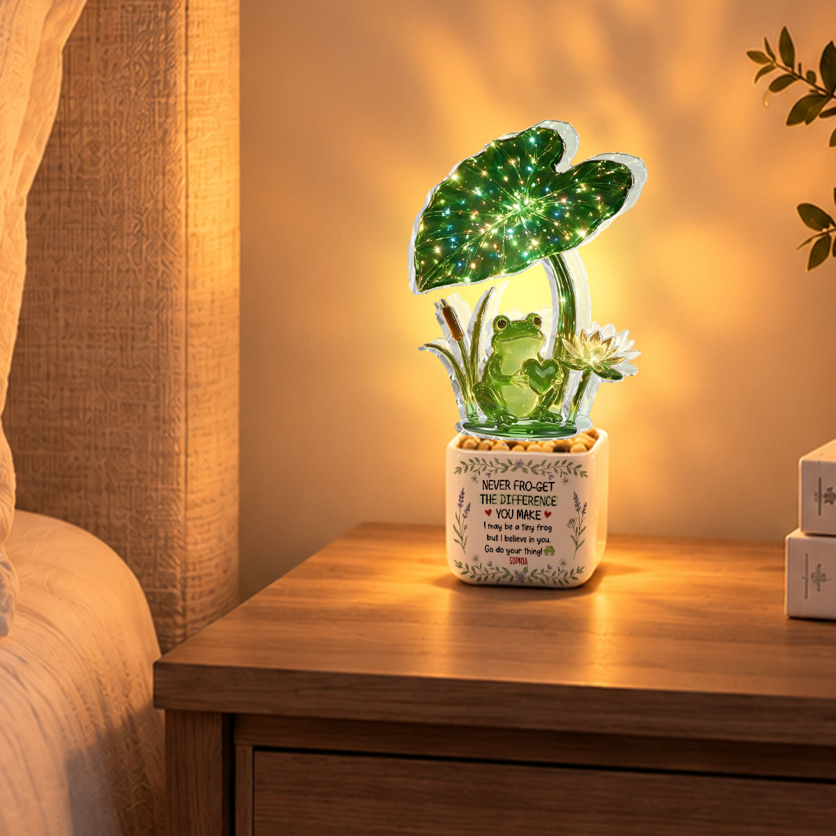 Emotional Support, Cute Frog - Personalized Frog LED Light Ceramic Pot