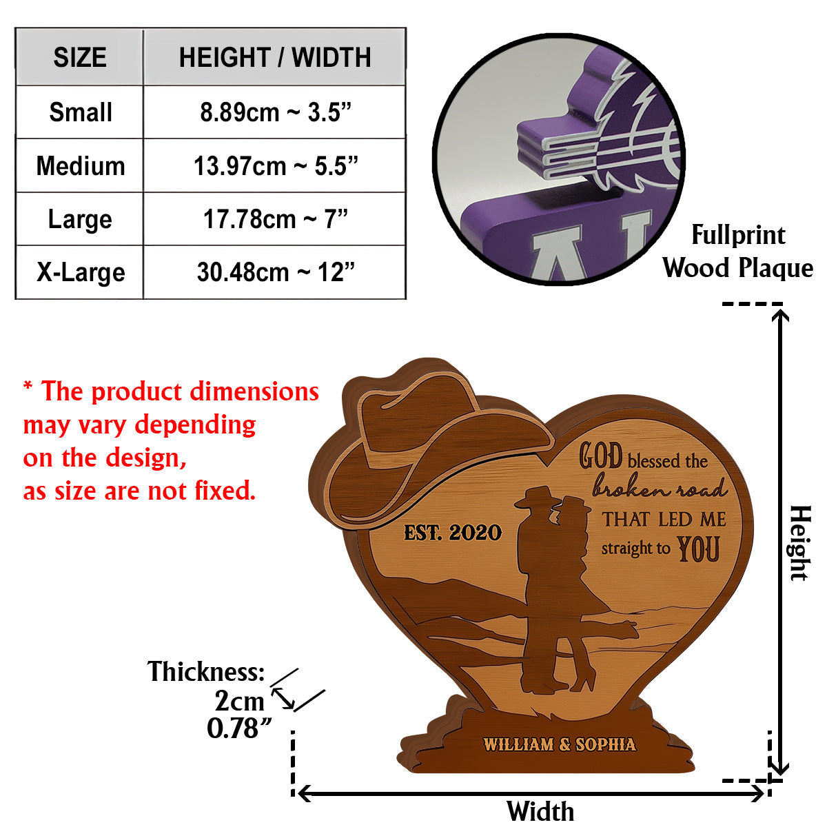 Cowboy Couple God Blessed The Broken Road - Personalized Couple Custom Shaped Wood Plaque