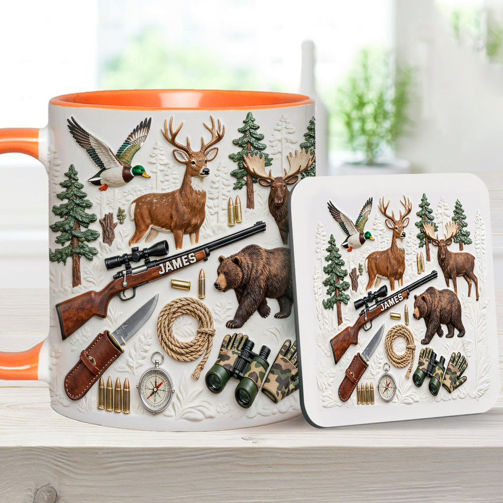 Liebe zur Jagd – Personalisierte Tasse und Untersetzer mit Jagdmotiv