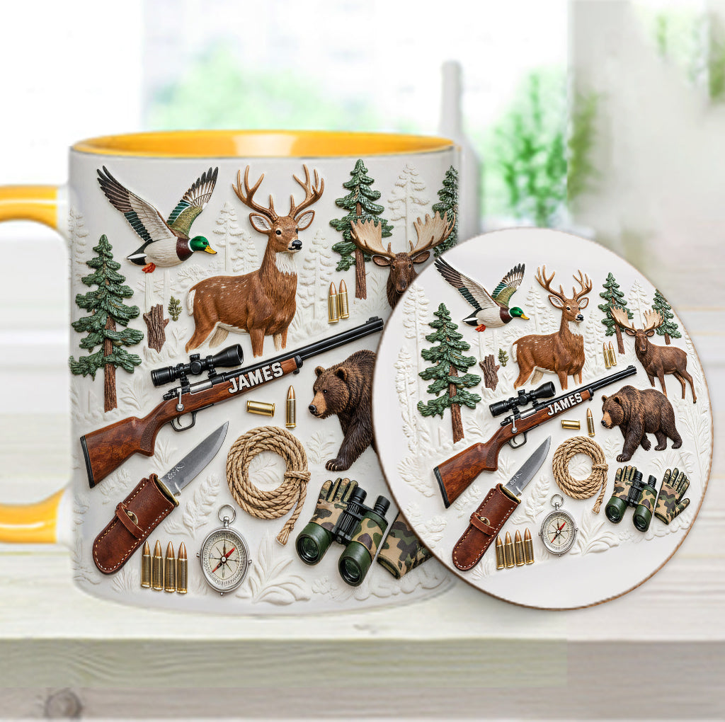 Liebe zur Jagd – Personalisierte Tasse und Untersetzer mit Jagdmotiv