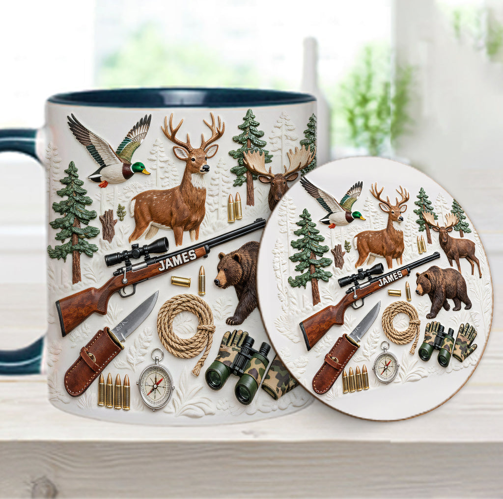 Liebe zur Jagd – Personalisierte Tasse und Untersetzer mit Jagdmotiv
