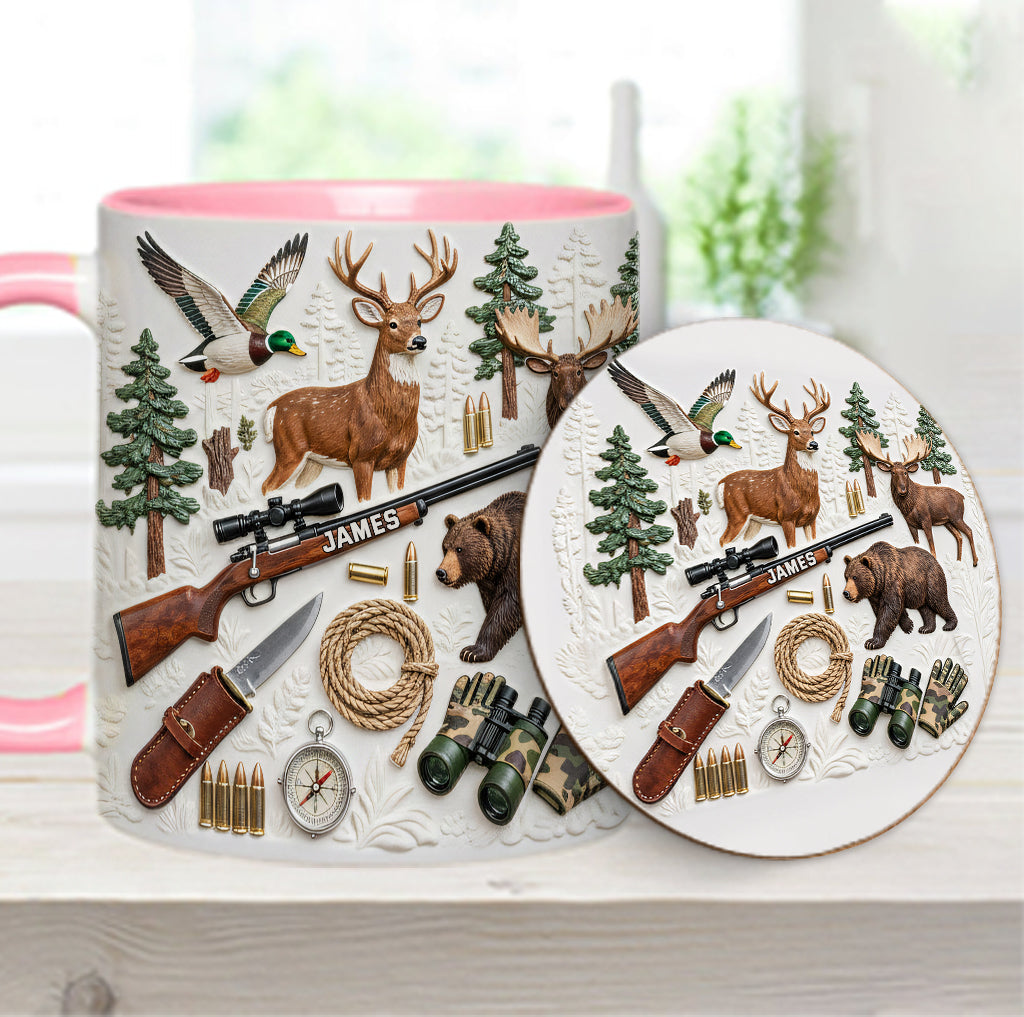 Liebe zur Jagd – Personalisierte Tasse und Untersetzer mit Jagdmotiv