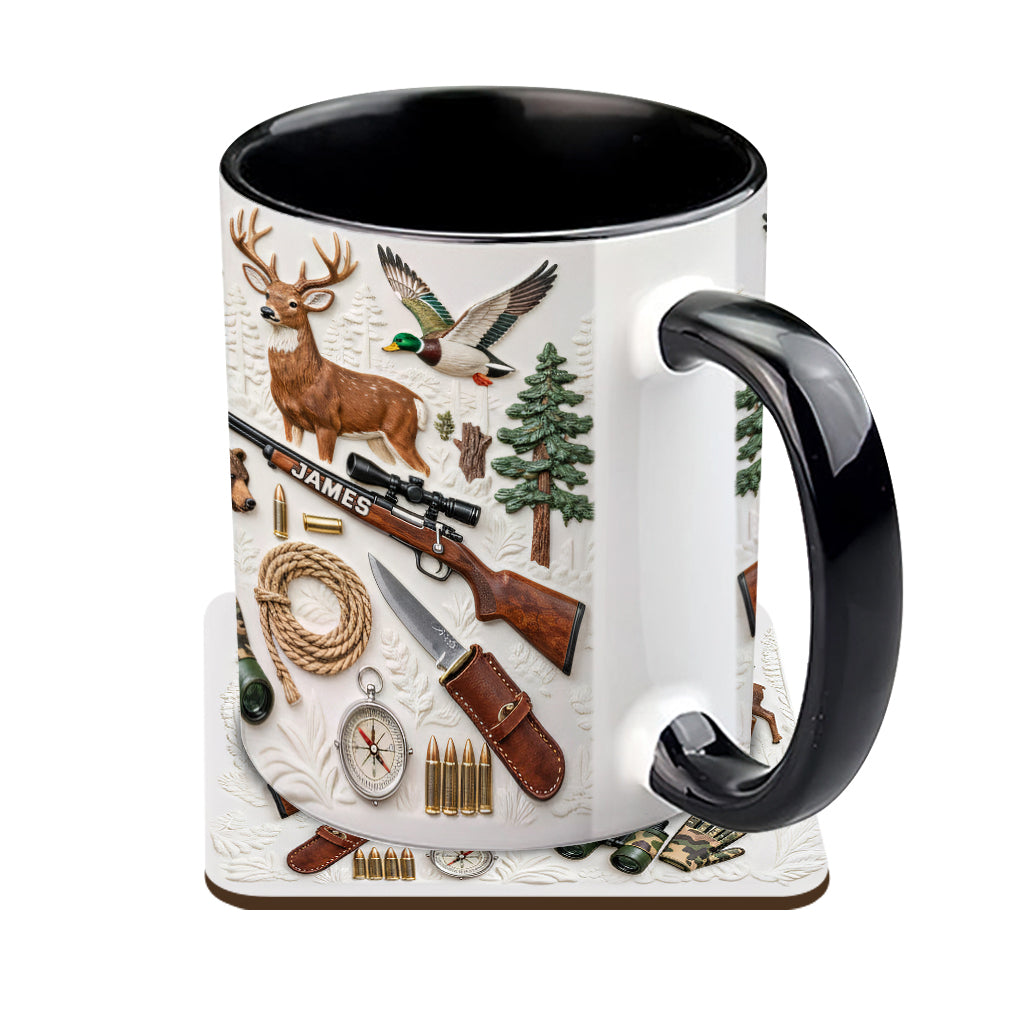 Liebe zur Jagd – Personalisierte Tasse und Untersetzer mit Jagdmotiv