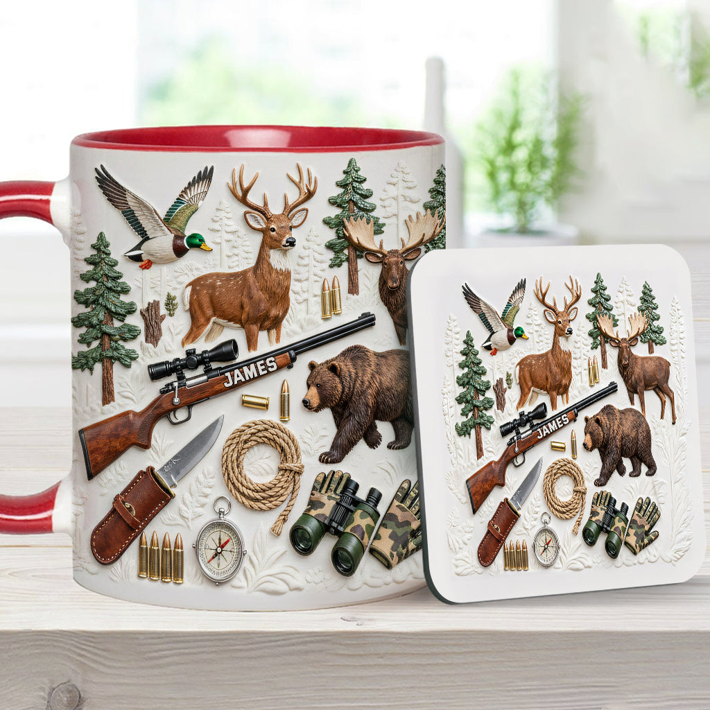Liebe zur Jagd – Personalisierte Tasse und Untersetzer mit Jagdmotiv