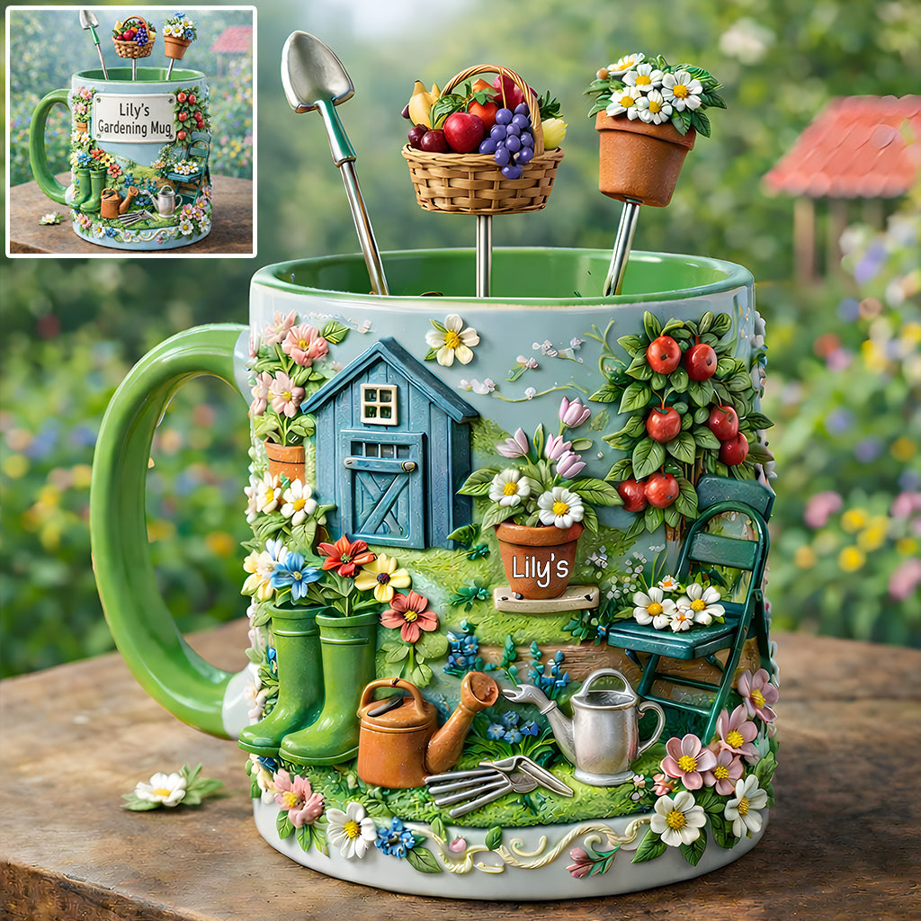 Mug de jardinage, cadeau pour les passionnés de jardinage - Mug décoratif personnalisé avec agitateurs en acrylique