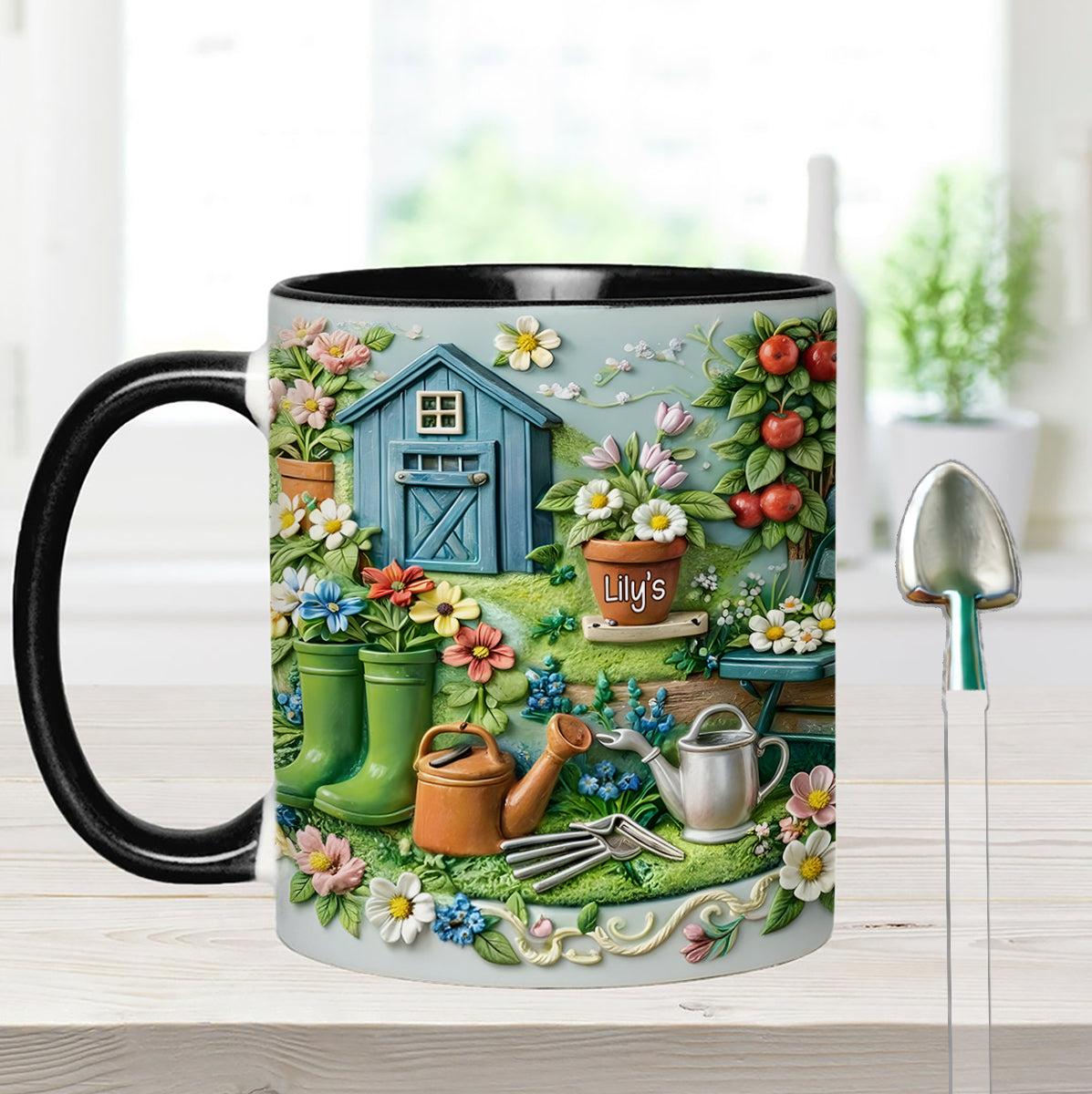 Mug de jardinage, cadeau pour les passionnés de jardinage - Mug décoratif personnalisé avec agitateurs en acrylique