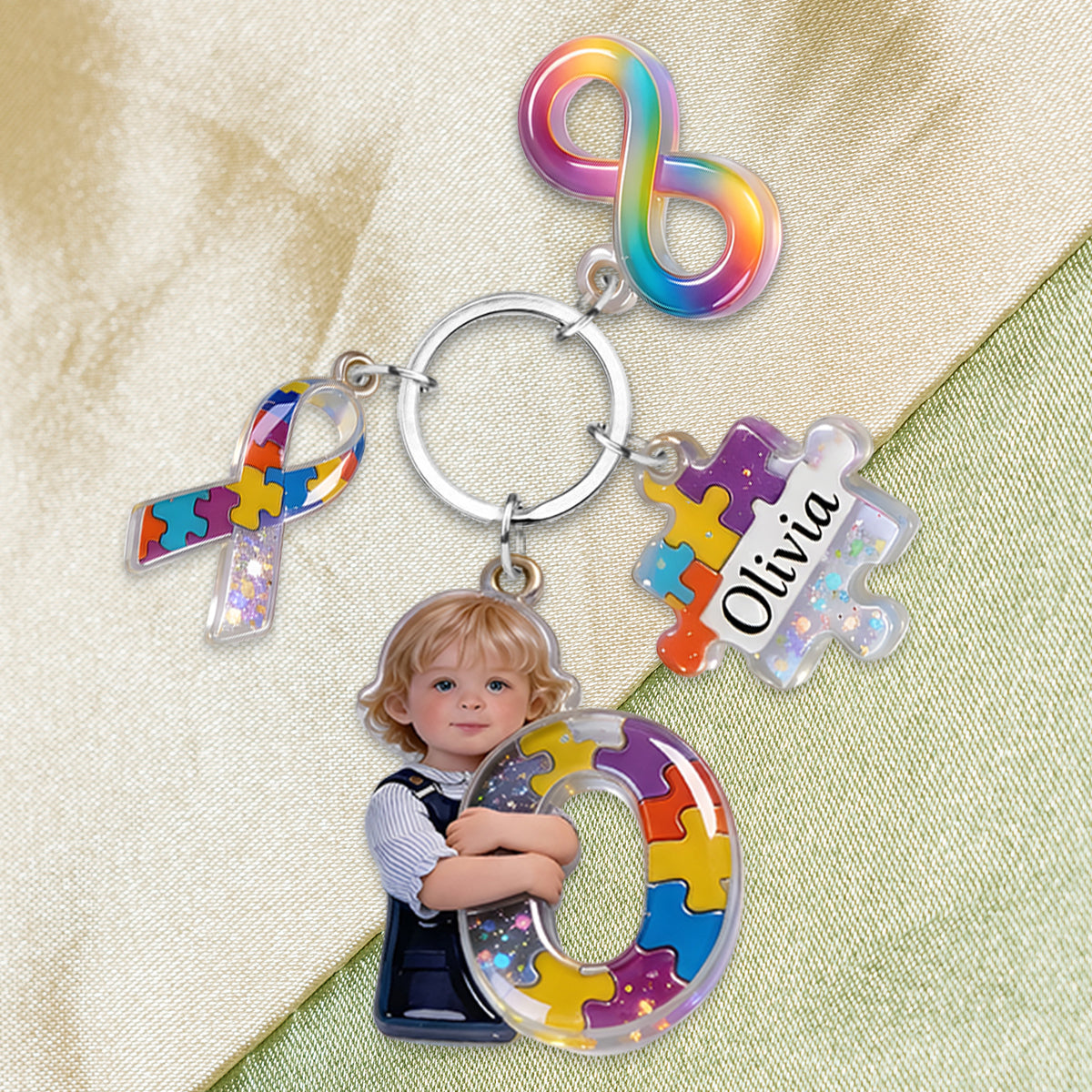 Autism Letter - Personalized Autism Awareness Keychain With Charms