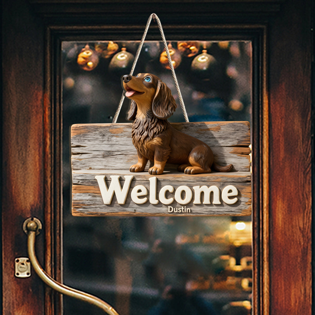 Welcome - Personalized Dog Custom Shaped Wood Sign