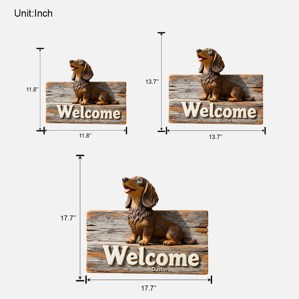 Welcome - Personalized Dog Custom Shaped Wood Sign