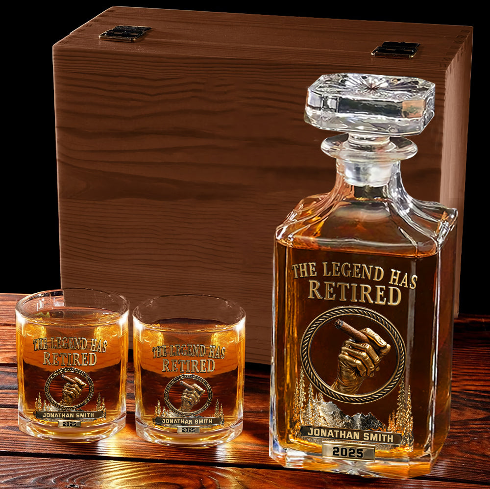 The Legend Has Retired - Personalized Retired Whiskey Decanter Set