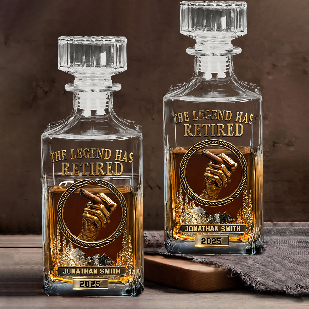 The Legend Has Retired - Personalized Retired Whiskey Decanter Set