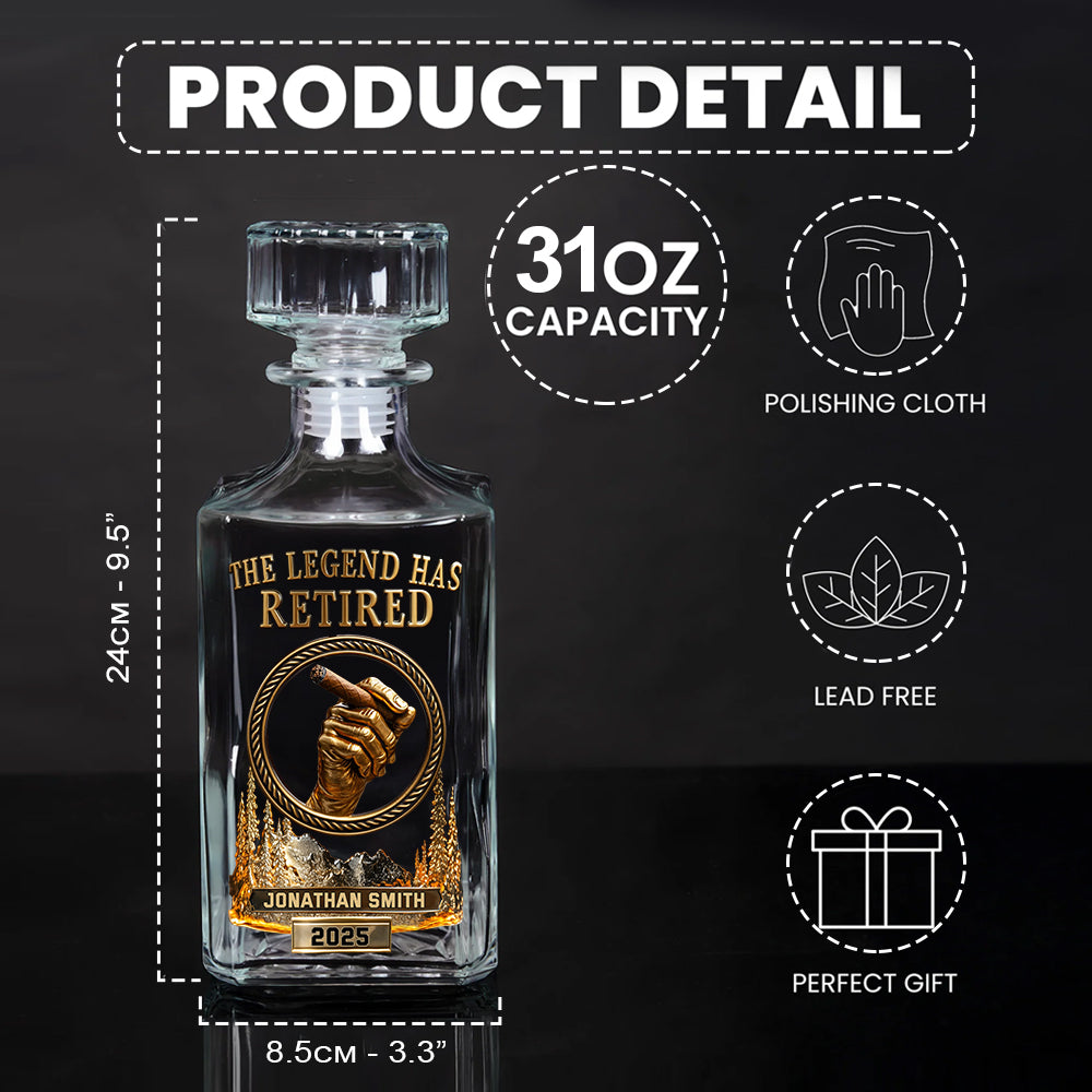 The Legend Has Retired - Personalized Retired Whiskey Decanter Set