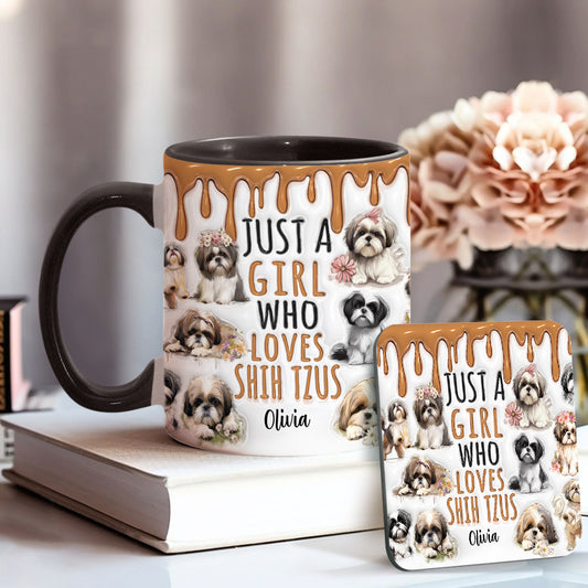 Just A Girl Who Loves Shih Tzus - Personalized Dog Accent Mug