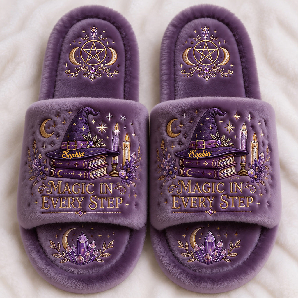 Magic In Every Step - Personalized Witch Open-Toe Slippers