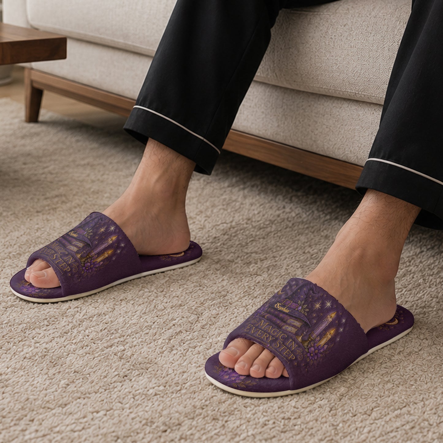 Magic In Every Step - Personalized Witch Open-Toe Slippers