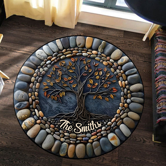 Tapis de yoga rond personnalisé Arbre de Vie