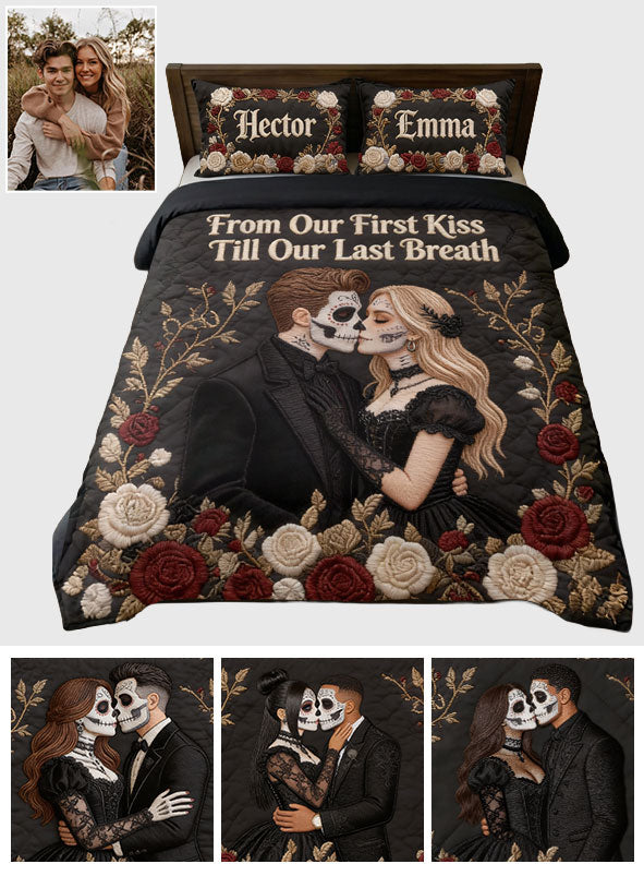 Von unserem ersten Kuss bis zu unserem letzten Atemzug - Personalisierte Totenkopf-Decke