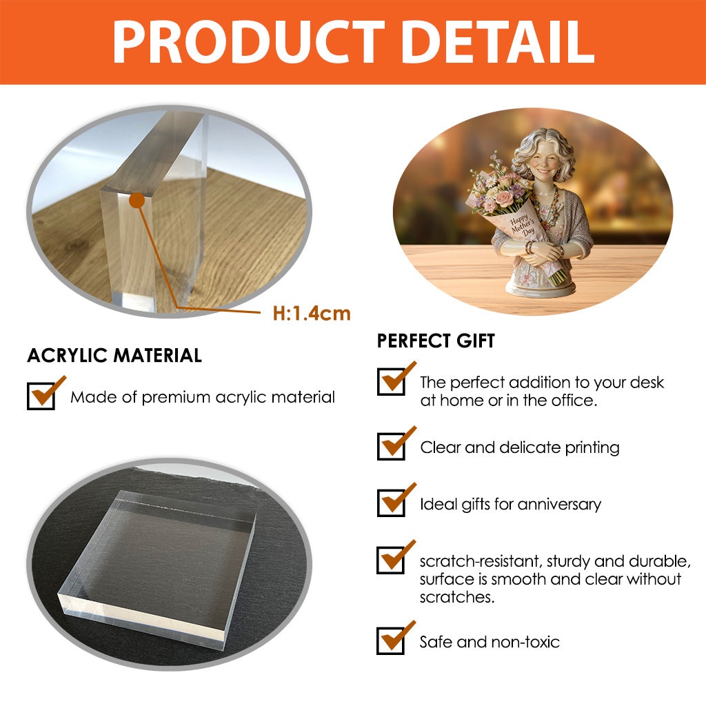 Forever Flowers For Her - Personalized Mother Custom Shaped Acrylic Plaque