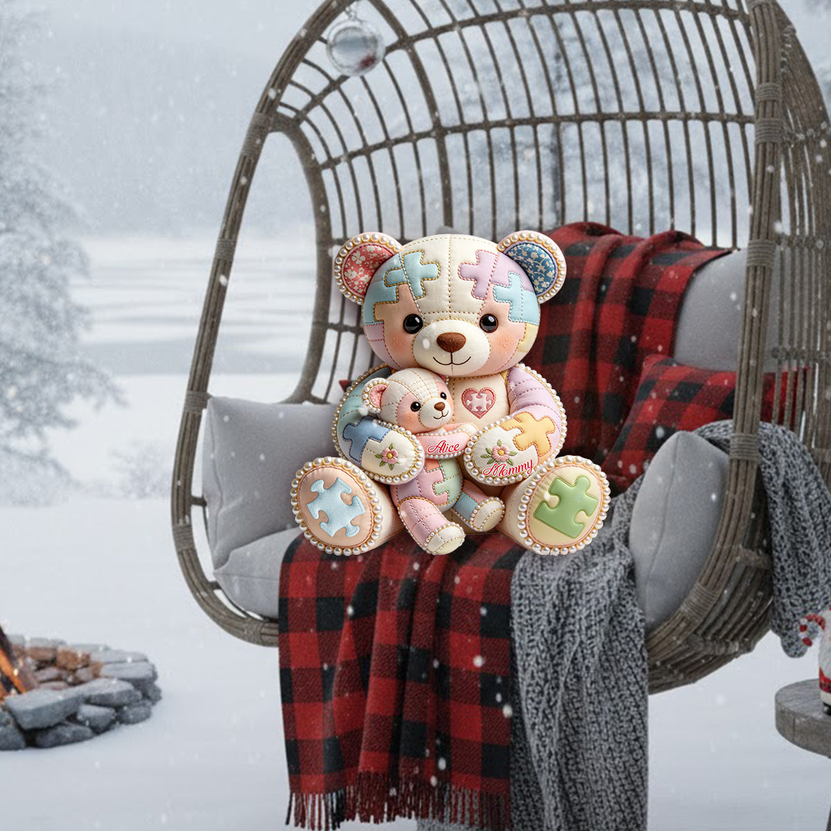 Autism Mom - Personalized Autism Awareness Premium Faux Fur Pillow