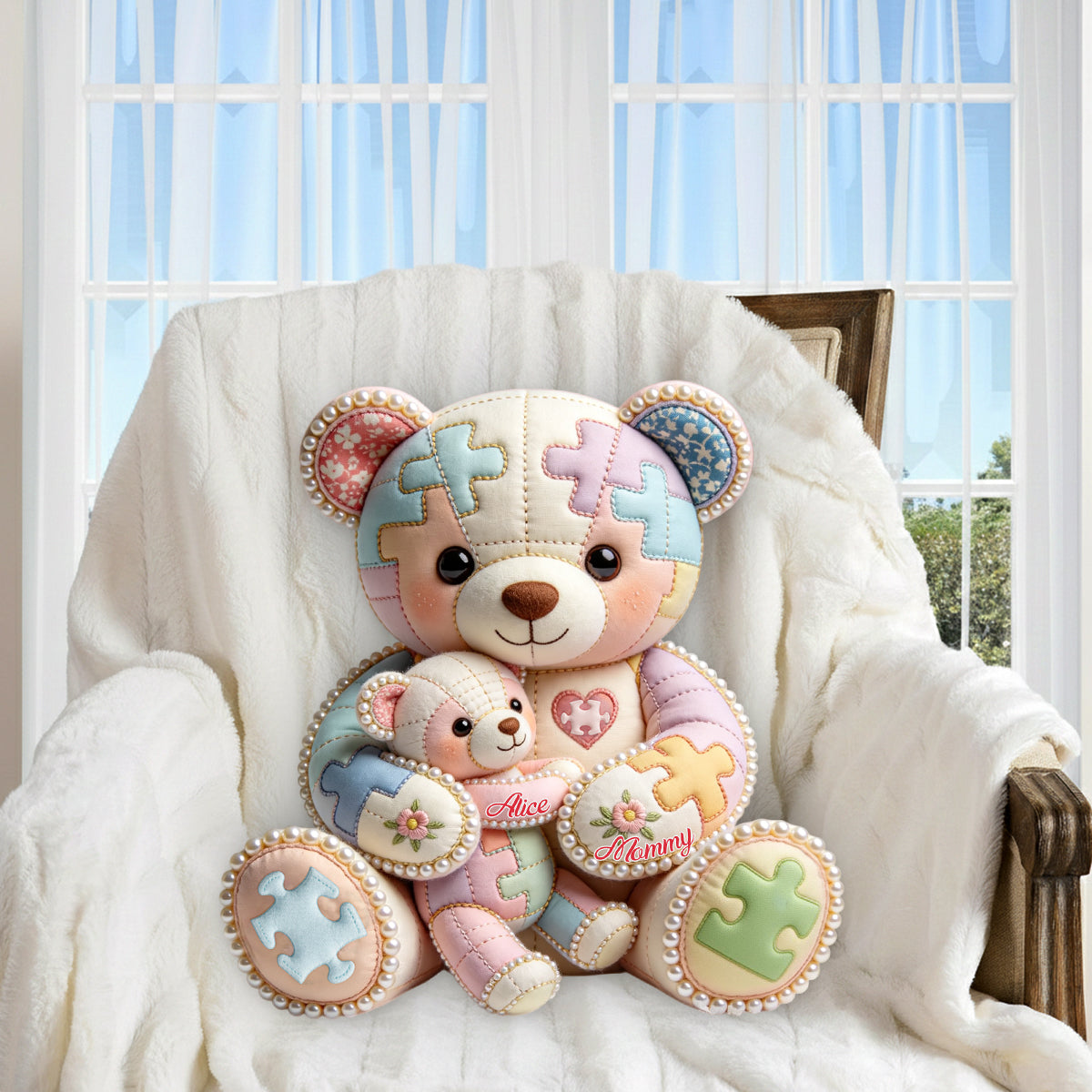 Autism Mom - Personalized Autism Awareness Premium Faux Fur Pillow