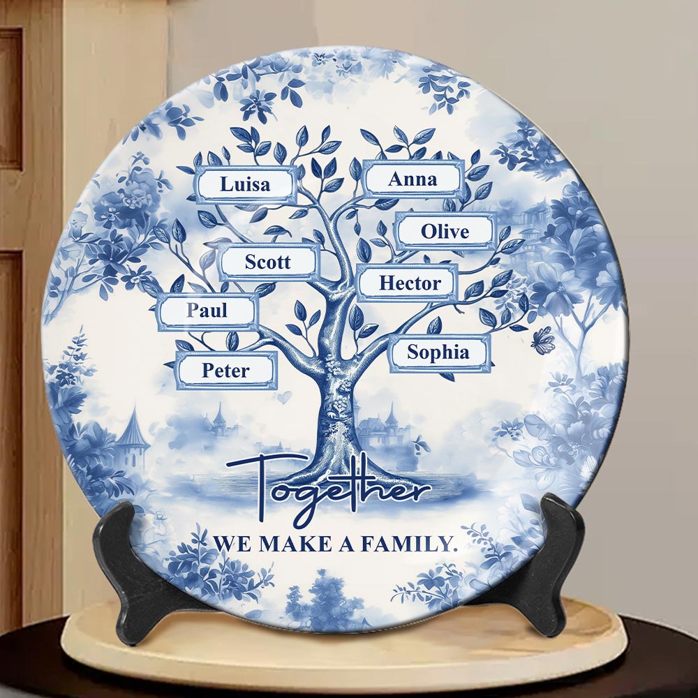 Together We Make A Family - Personalized Family Ceramic Round Plate