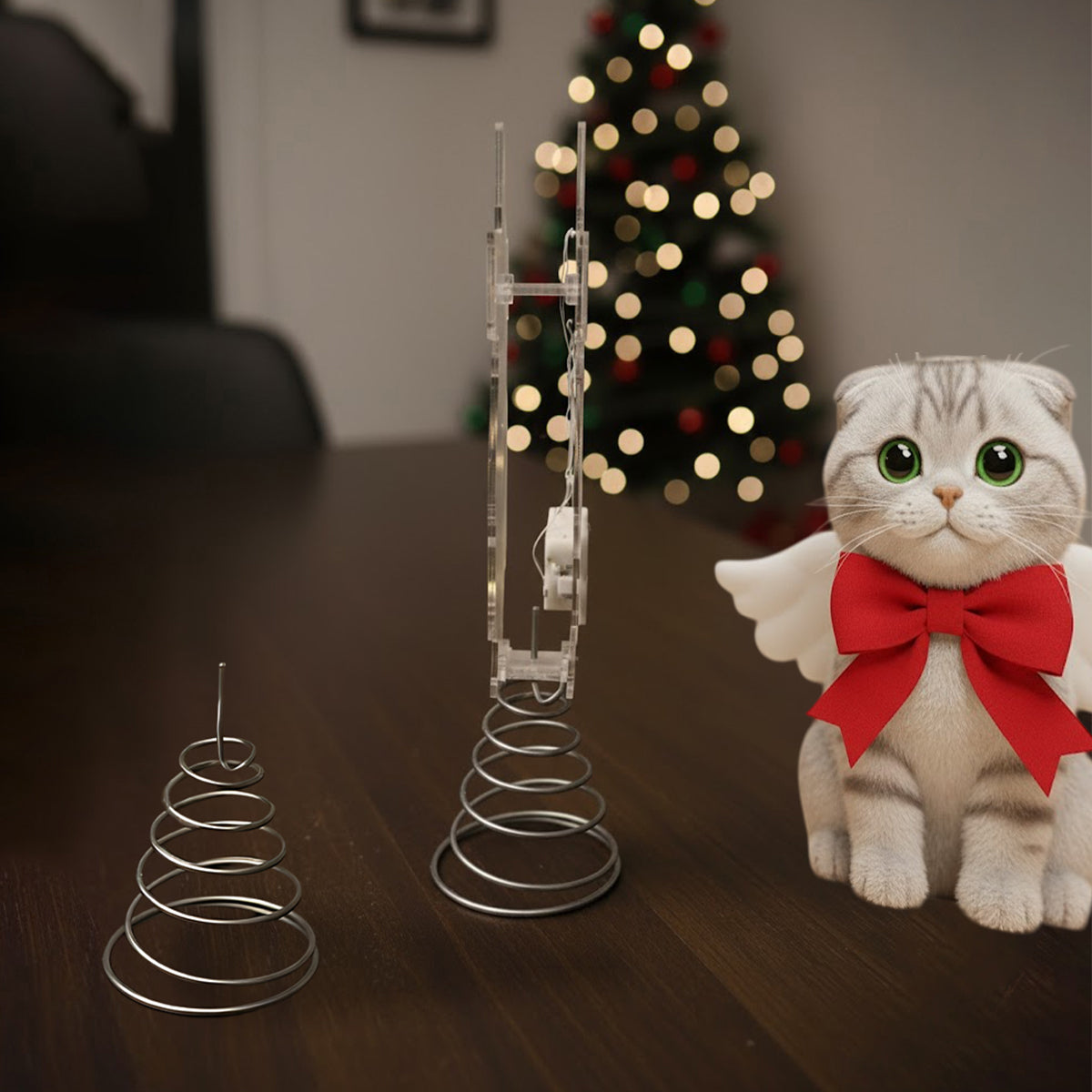 Merry Christmas - Personalized Cat LED Light Tree Topper