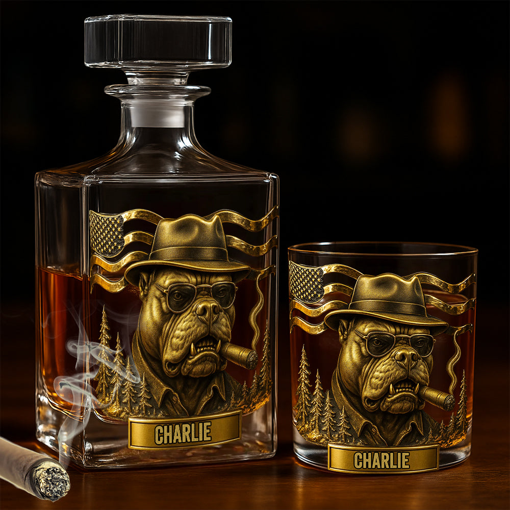 Mafia Pitbull - Coffret carafe à whisky Pitbull personnalisée