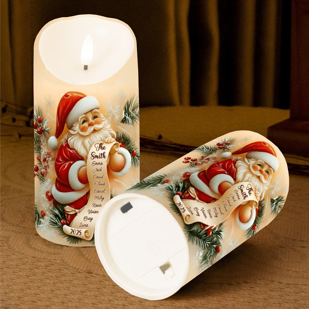 Santa Claus Gift List - Personalized Family Flameless Candle