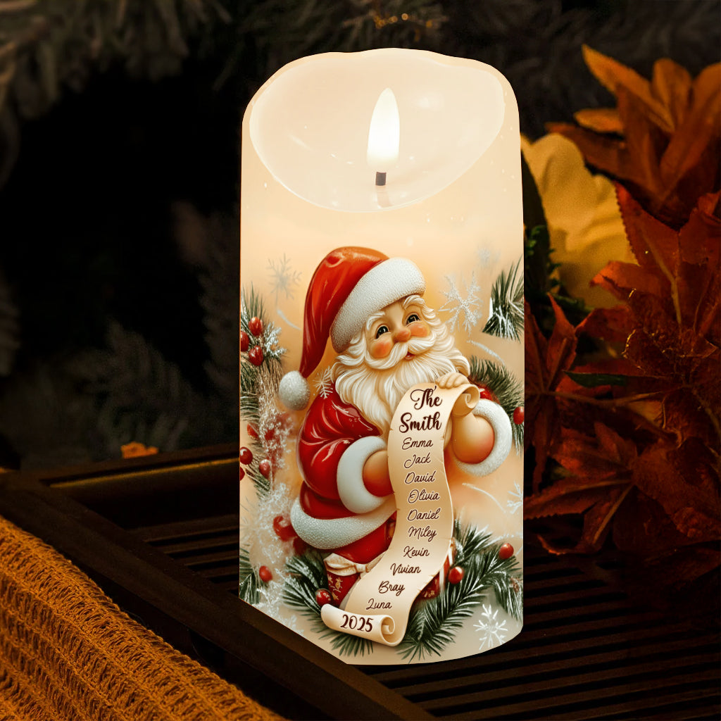 Santa Claus Gift List - Personalized Family Flameless Candle