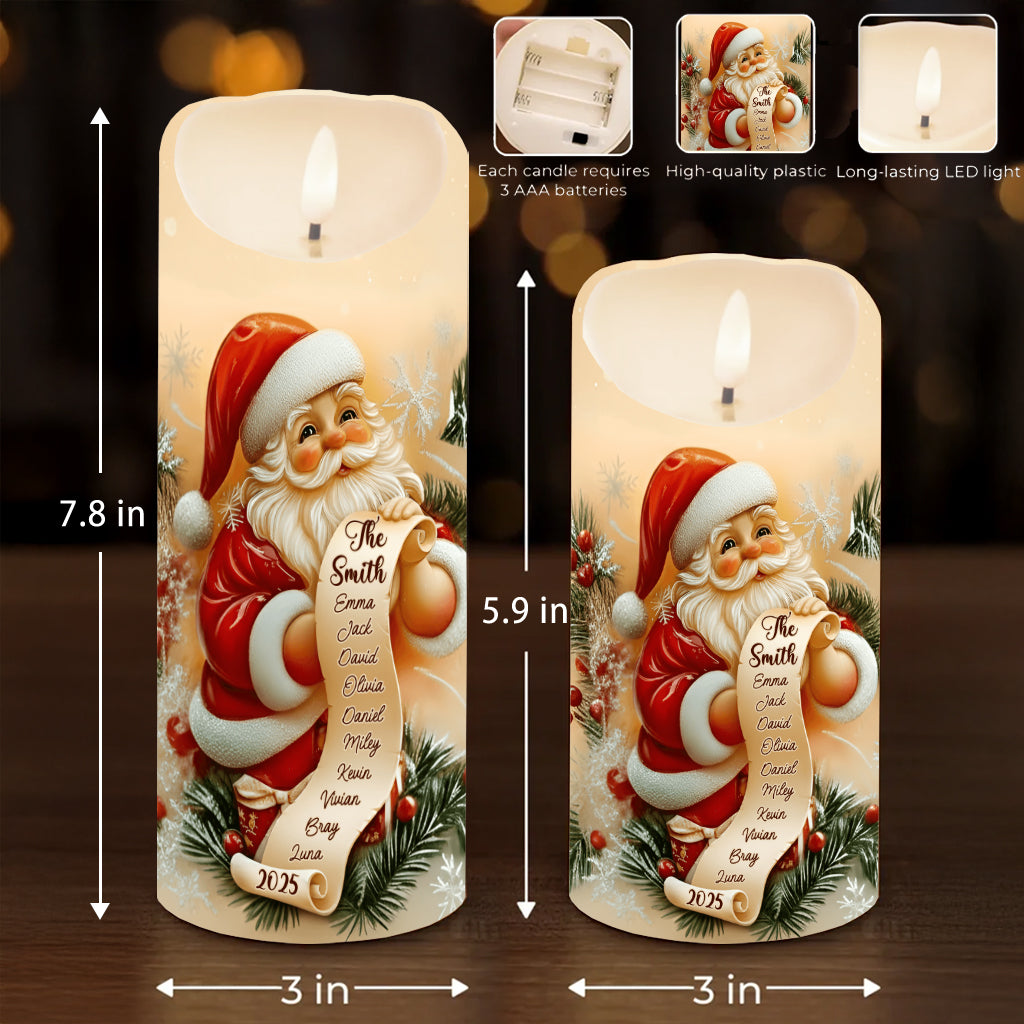 Santa Claus Gift List - Personalized Family Flameless Candle