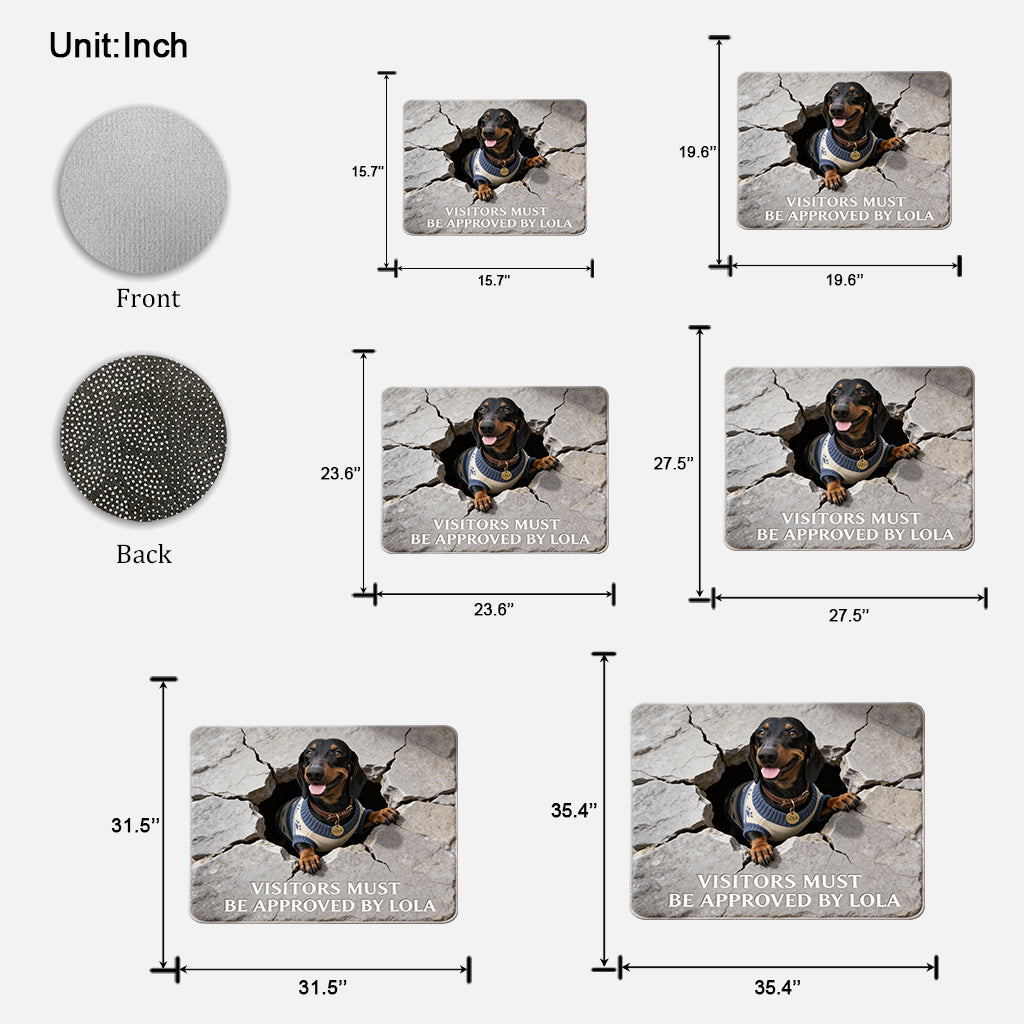 Visitors Must Be Approved - Personalized Dog Shaped Doormat/ Rug