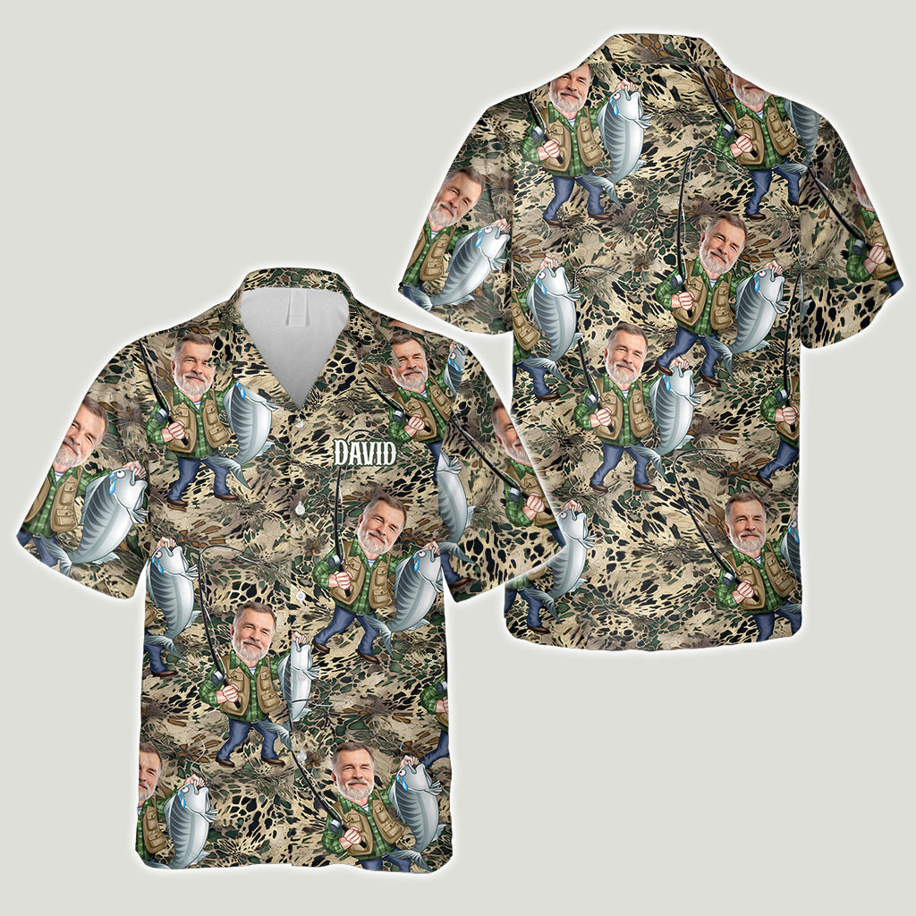 Funny Fishing Gift For Him/ Husband/ Dad...., Photo Personalize - Personalized Fishing Hawaiian Shirt