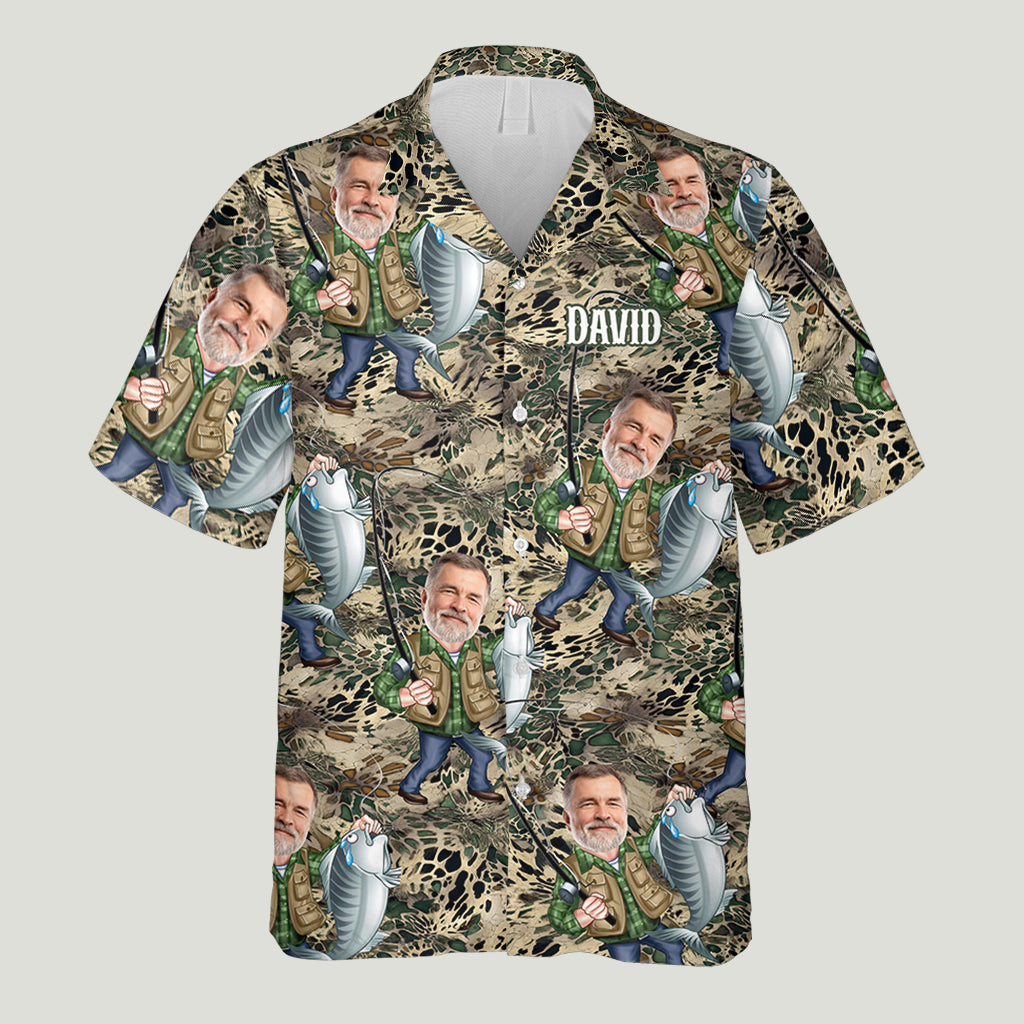 Funny Fishing Gift For Him/ Husband/ Dad...., Photo Personalize - Personalized Fishing Hawaiian Shirt