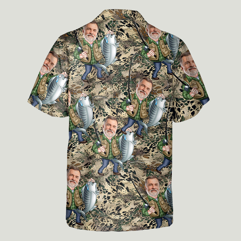 Funny Fishing Gift For Him/ Husband/ Dad...., Photo Personalize - Personalized Fishing Hawaiian Shirt