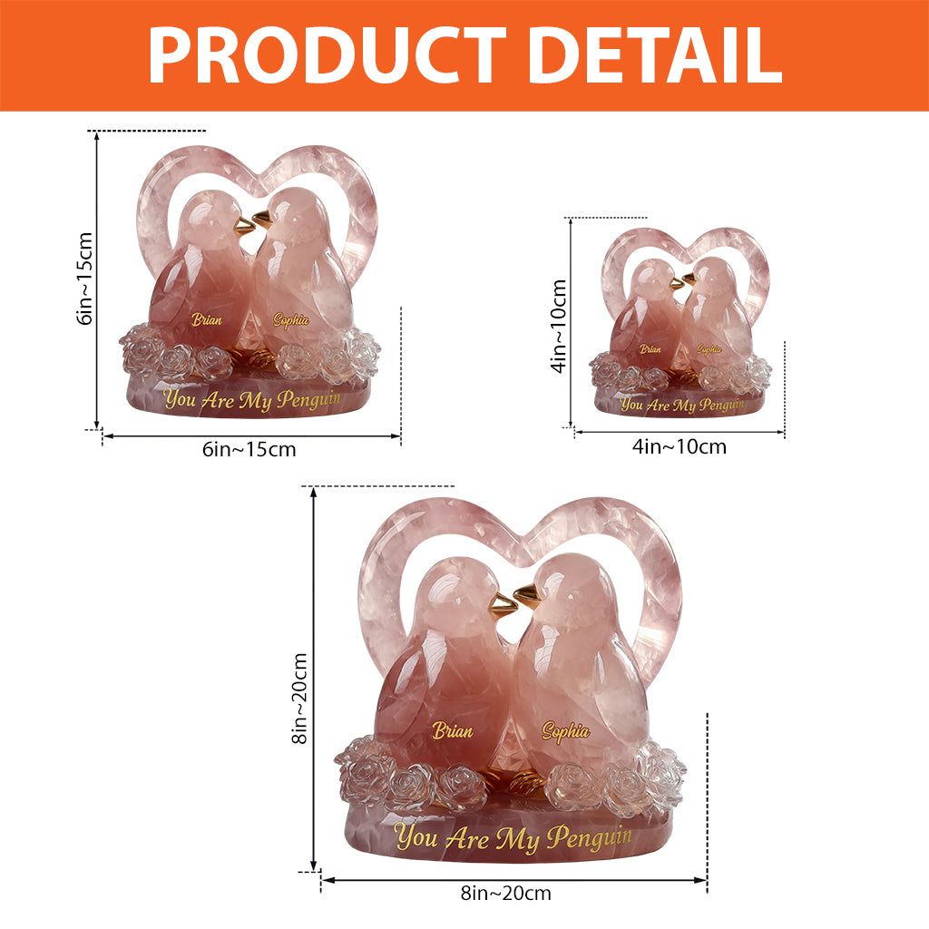 You Are My Penguin, Rose Quartz Styled Penguin Couple - Personalized Couple Custom Shaped Acrylic Plaque