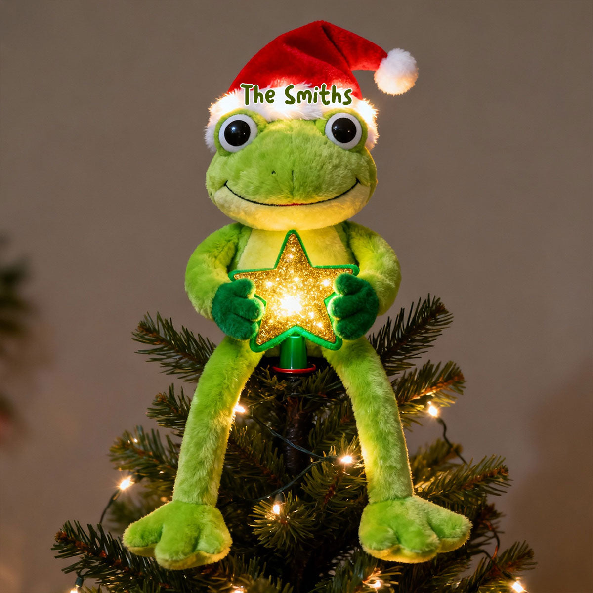 Décoration de sapin lumineuse LED grenouille personnalisée - Vert Noël -