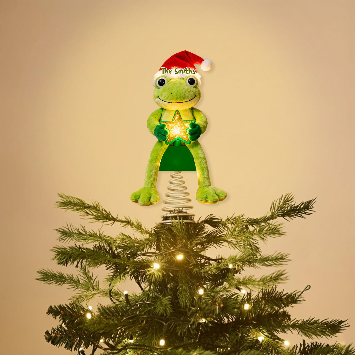 Décoration de sapin lumineuse LED grenouille personnalisée - Vert Noël -