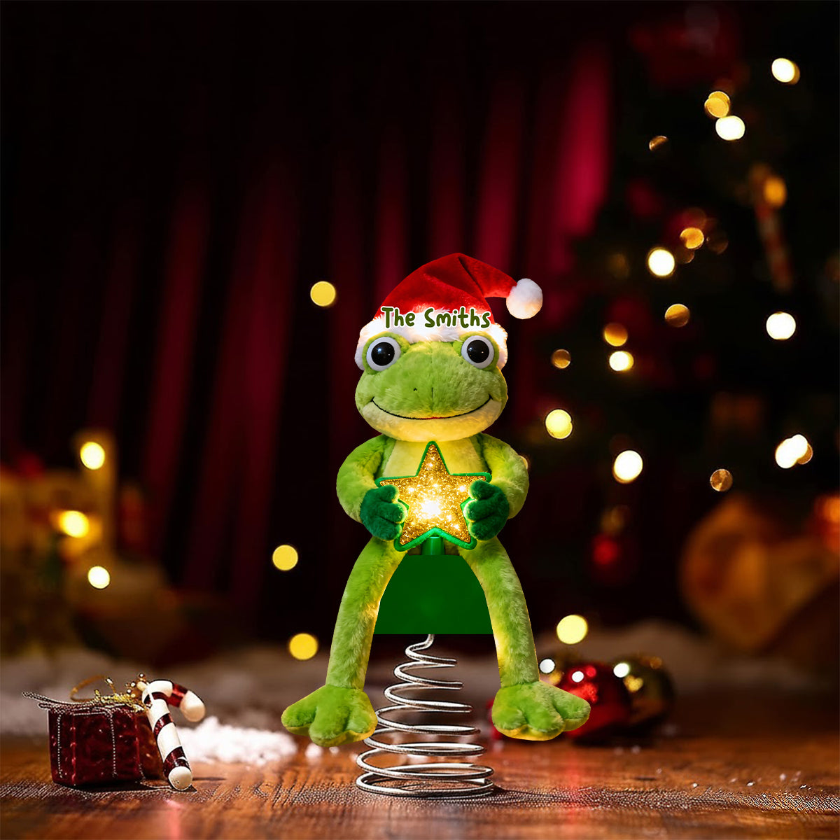 Décoration de sapin lumineuse LED grenouille personnalisée - Vert Noël -