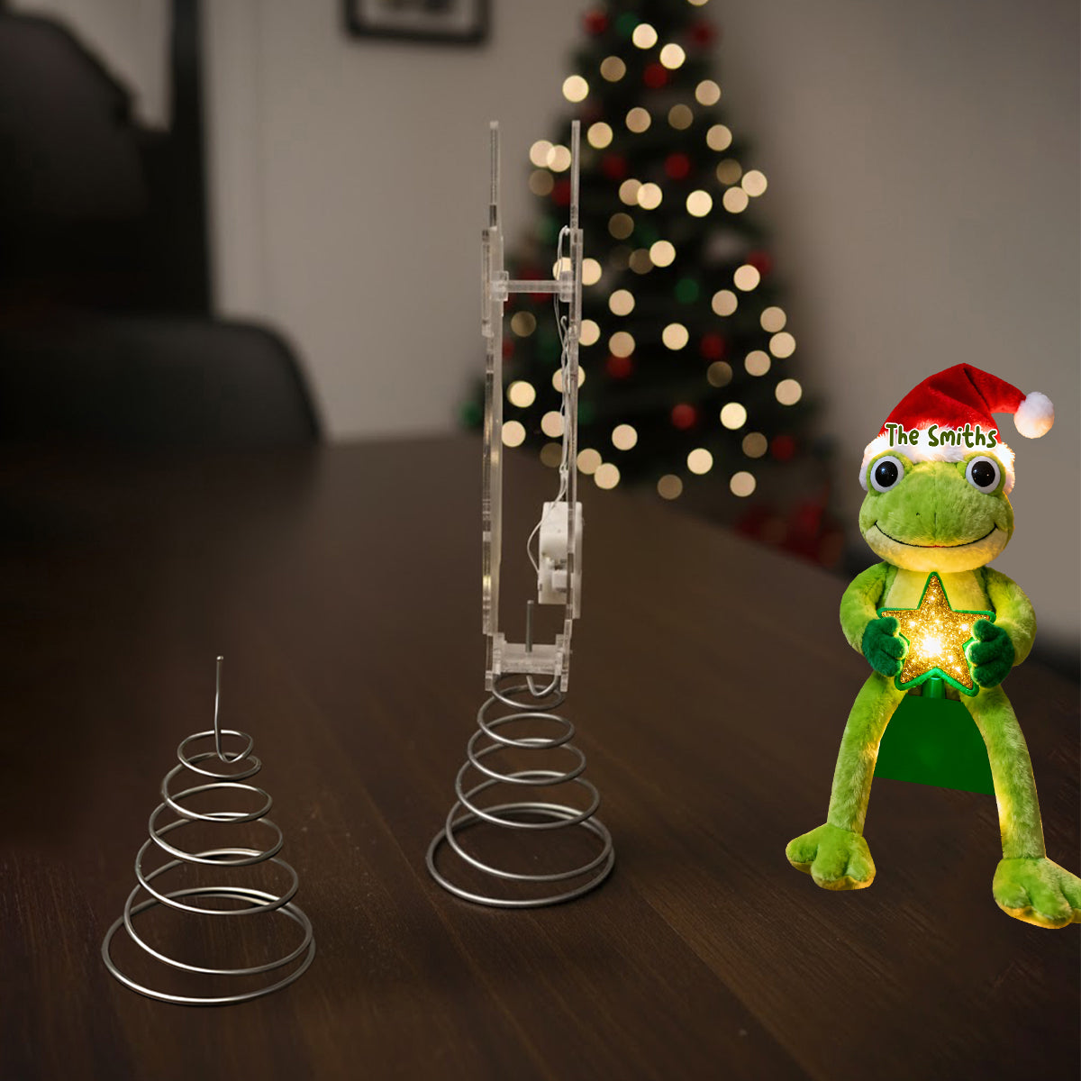 Décoration de sapin lumineuse LED grenouille personnalisée - Vert Noël -