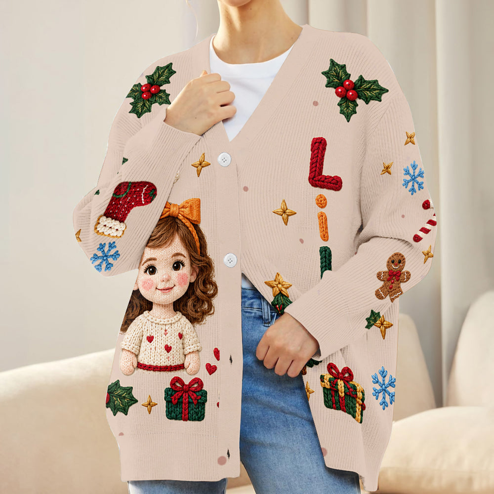 Custom Photo Cute Kid - Personalized Kid Cardigan Sweater