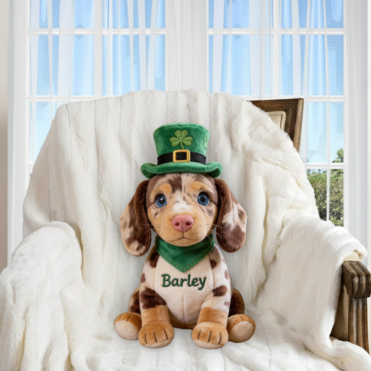 Custom Any Photo - Celebrate St. Patrick's Day - Personalized Dog Premium Faux Fur Pillow