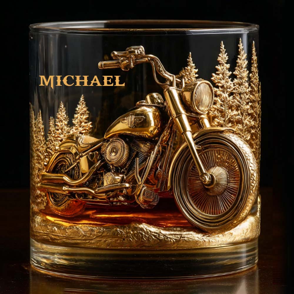 Never Underestimate An Old Man With His Motorcycle - Personalized Biker Whiskey Glass
