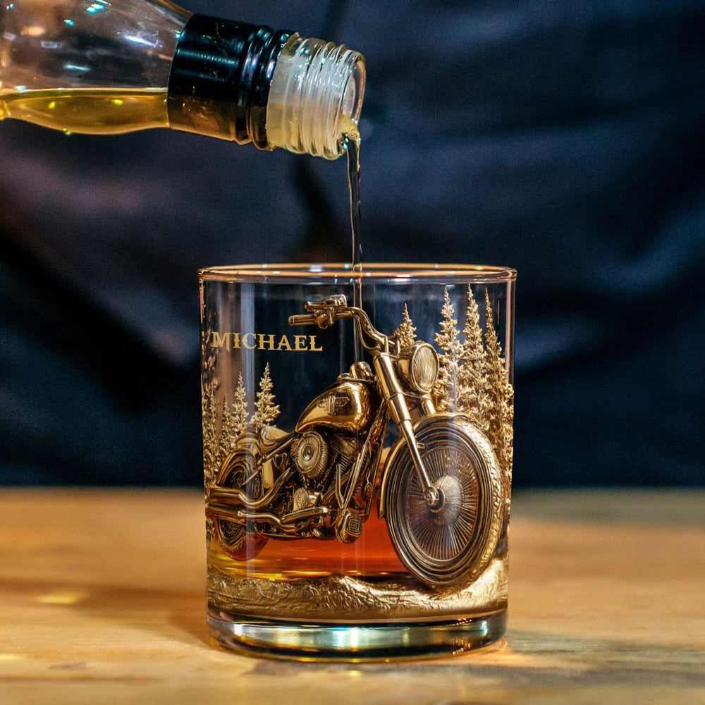 Never Underestimate An Old Man With His Motorcycle - Personalized Biker Whiskey Glass