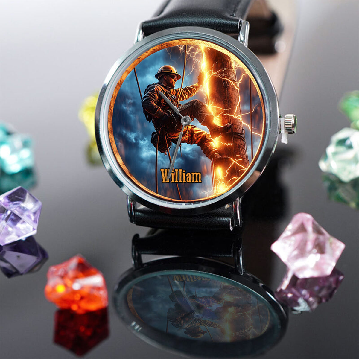 Gift For Lineman Dad, Husband, Son... - Personalized Lineman Hand Watch